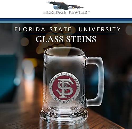 Heritage Pewter Florida State Beer Stein Glass | 15 onças de cerveja de estilo alemão | Metal de metal intricadamente criado
