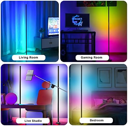 Leshiou Smart Floor Lamp, luminária de piso moderno com sincronização musical, 360 tipos de modos de cena colorida RGBIC lumin