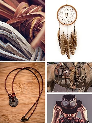 Mandala artesanato cordão de couro genuíno plano para fabricação de jóias - cordas de couro de cordão de couro de couro de costa de couro para artesanato jóias Fazendo tranqües de 5mm 5,5 jardas marrom claro