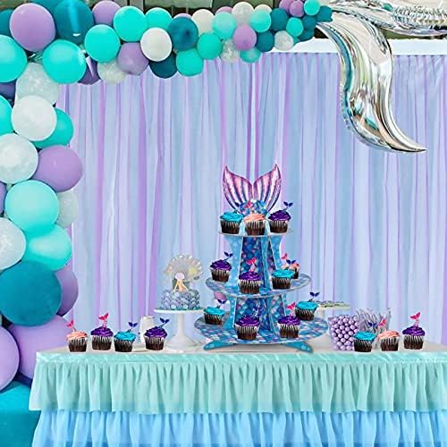 Mermaid Cupcake Stand de 3 camadas Cupcake Stand para 24 Cupcakes Terne for Birthday Baby Shower Wedding Under the Sea Ocean Party Supplies Sobersert Tower Display Stand