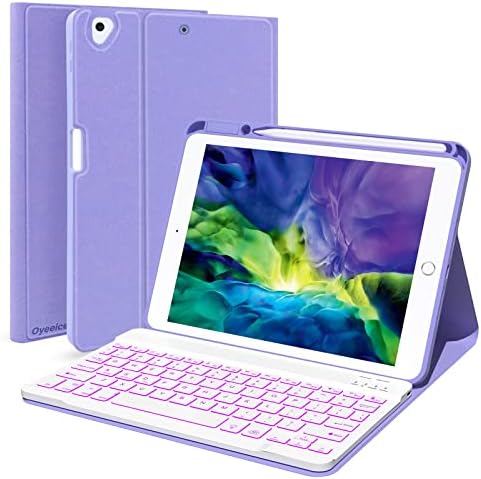 Oyeeice iPad 8th Generation Case With Teclado - Ipad Case 9/7ª geração com teclado, teclado BT destacável com porta -lápis