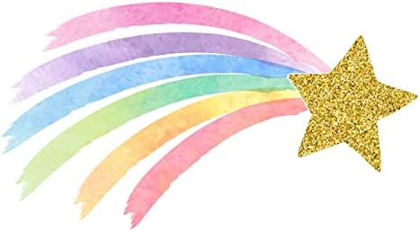 Tiro com estrela do arco -íris decalque de parede pastel pastel aquarela unicórnio berçário decoração de quarto de meninas