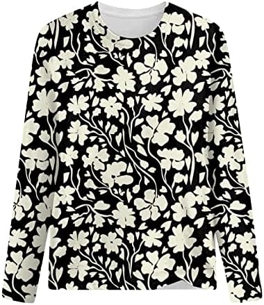 Camisas de manga longa de queda feminina camisetas casuais camisa de moda de moda solta camisetas de túnica floral de túnica