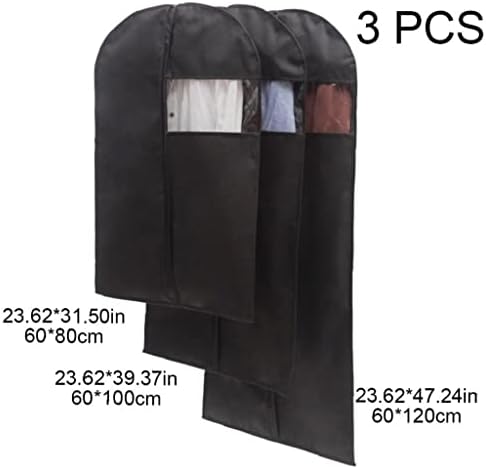 Bolsa de vestuário de Ruluti 3pcs penduram roupas capa com zíper completo bolsa transportadora à prova de poeira com bolsa de viagem