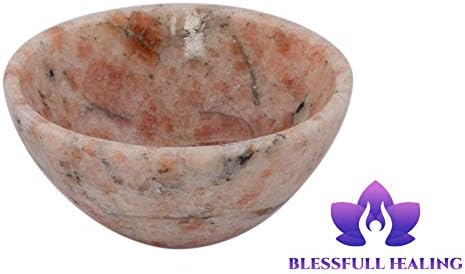 Blessfull cura artesanal esculpida Sunstone Feng Shui Bowl Gerador de energia espiritual Reiki Gift Cura Cristal carregado I 3 polegadas Aprox