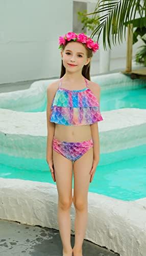 Fishtailfun Fun Mermaid Swimsuit Cosplay Sereia para nadar para meninas, Princess Bikini Set