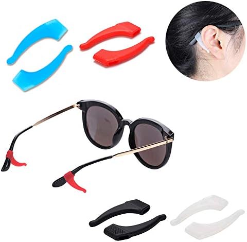 ACKLLR 12 peças Crianças de óculos de olhos, com suporte para orelhas de silicone de 12 pares, ganchos de retenção de óculos anti-deslizamento