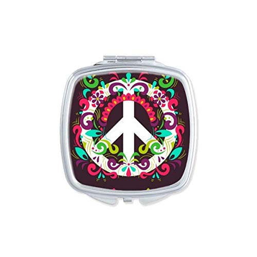 Símbolo de paz colorido Padrão anti-guerra espelho espelho portátil maquiagem de bolso compacto vidro de dupla face