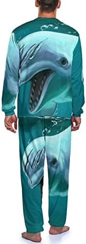 Pijama masculino de baleia beluga definiu pung de manga comprida, vestido de dormir suave.