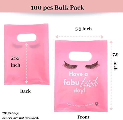 Sacos de chicote para clientes Cinelah Aftercare 100pcs Sacos de presente de plástico rosa com alça para cílios Extensão