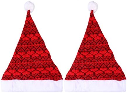 Nuobesty luxuoso Papai Noel Hat 2pcs Natal Papai Noel Hat para luxuosos adultos unissex Papai Noel Chapéu de Natal Decorativo para o ano novo Festivo Festas de festas Traje Disfraz de Santa Claus Para Adulto