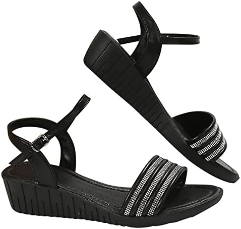Sandálias de praia para mulheres moda plus size conforto conforto não deslizamento plataforma de salto de inclinação de caldo de buckle