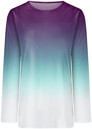 Túnica de túnica de manga comprida para mulheres oculte a barriga longa/curta manga penas impressas camiseta de camiseta casual camiseta