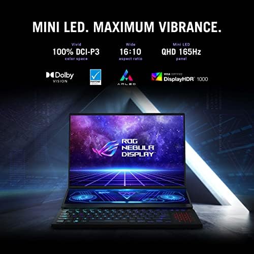 ASUS ROG ZEPHYRUS Duo 16 Laptop para jogos, 16 ”165Hz ROG Nebula HDR QHD 16:10 Display, Nvidia GeForce RTX 3080 Ti, AMD Ryzen