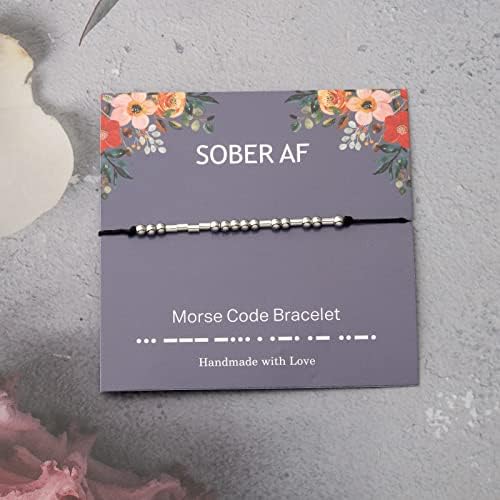 Ensianth Sober AF Presente Morse Código Bracelete Anniversary Sober AF Bracelet Recovery Recovery Gift