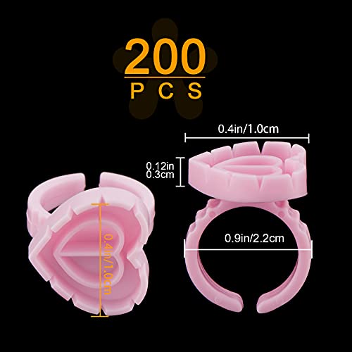 Anéis de cola de cílios, [200pcs] Cup de cola inteligente para suprimentos de extensão de cílios, anéis de cola de