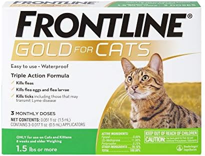 Tratamento de pulgas de ouro e carrapato para gatos, pacote de 3