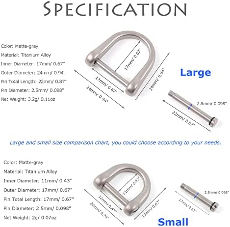 Hamans Titanium D Ring Mocker Keychain Keyring Ushing U Ferramenta de chave de chave do carro