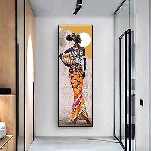 Instarry 5D Diamond Painting Kits para adultos Tamanho grande broca completa Retrato feminino Africano Cross Stitch Mosaic Modern Home Decor Art Kit 70.9x23,6 polegadas