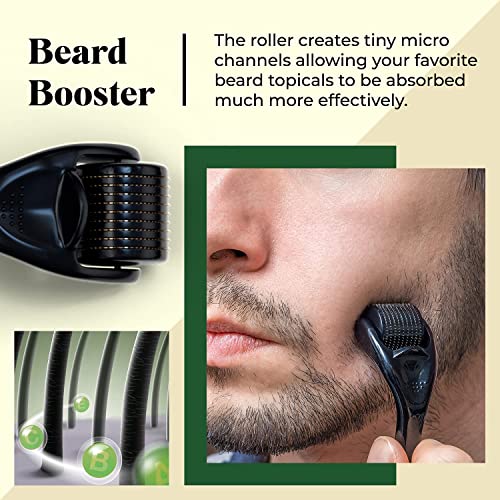 Rolo de barba Derma Roller - 540 Microneedle MicrodermoBrasion Roll Hair Growth Tool - Microneedling Micro agulhas - inclui e -book e estojo de armazenamento