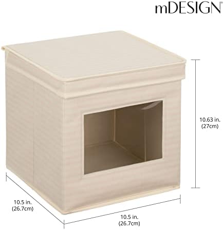 Mdesign Fabric Packable Square Cube Storage Organizer Box com janela/tampa anexada para organizar armário de quarto - segura