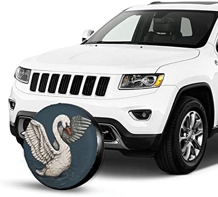 White Swan Impresso Spare Wheel Tampa do pneu Protetor de roda, para campista de caminhão de carro de reboque, encaixa os pneus de 14 a 17 polegadas