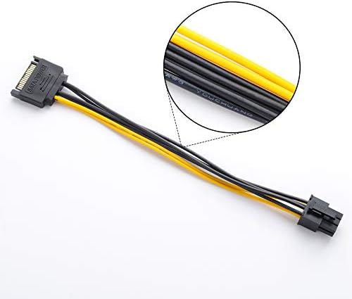 SATA Power Cable SATA15 PIN para 6 pinos PCI Express Cartão de vídeo Adaptador de cabo de alimentação de 8 polegadas