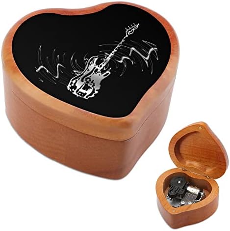 Skeleton Bassi Guitar Decorativo Caixa de música Music Box vintage Wooden Heart Musical Box Toys Gifts Decorações