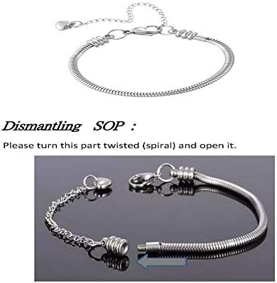 Jmqjewelry womens contas chrms para pulseiras charme de coração aço inoxidável cadeia de cobra 15 16 17 18 19 20 21 jóias cm com