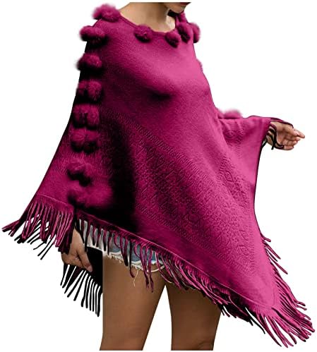 Oplxuo Womens Ponchos Sweater Versátil Lightweight Solid Kitty Shawl Shawl Turtleneck Lenfra