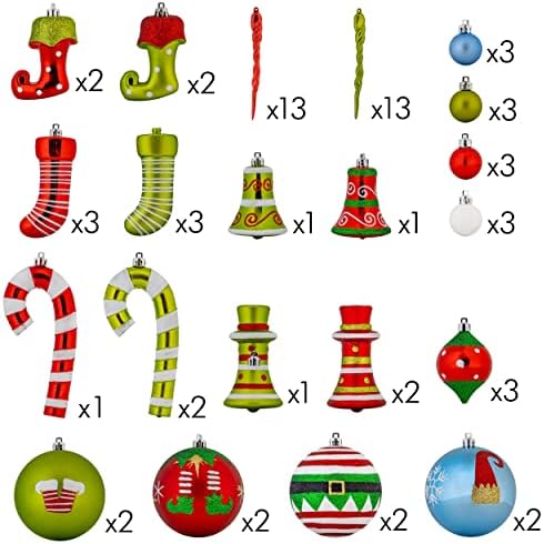 R N 'D Toys Elf Ornament Set - Elfos de Natal Bolas à prova de quebra e ornamentos de suspensão élfica para árvore de Natal interna