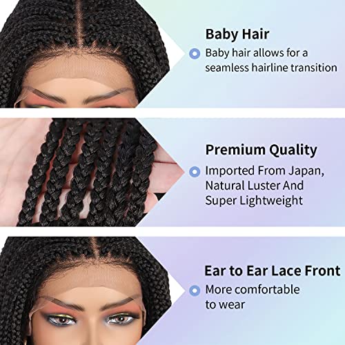 Kalyss 4x4 Lace Front Notless Box semi peruca para mulheres negras 12 polegadas de renda curta curta peruca trançada com cabelos de bebê