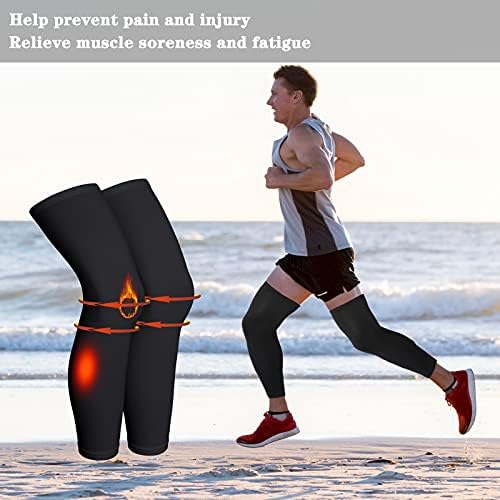 Geyoga 2 pares de compressão manga de braço de perna de comprimento completo para homens mulheres, futebol