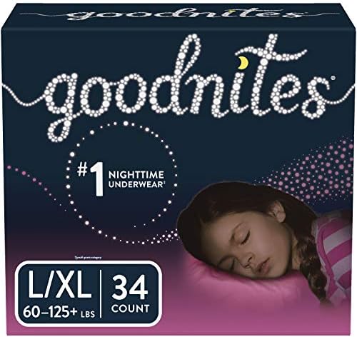 Apreselia de roupas de cama Goodnites para meninas, grande/x-grande, 34 ct, discreto