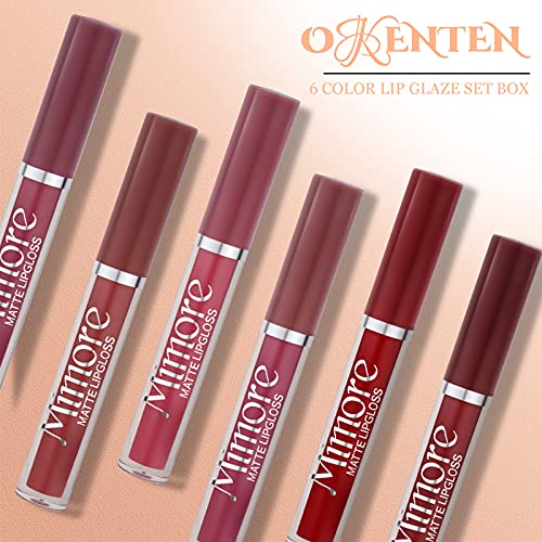 Okenten 6 cores Lipstick Matte Conjunto de batom impermeável de longa dura maquiagem hidratante Batoms nude lipstick makeup