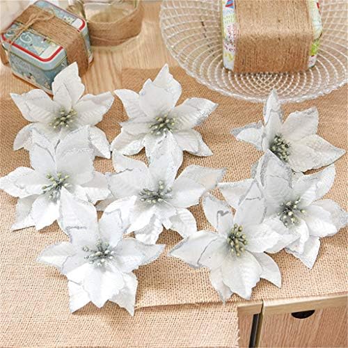 Ornamentos de flores glitter de Natal, JCHEN 16pcs glitter bling árvores de natal ornamentos