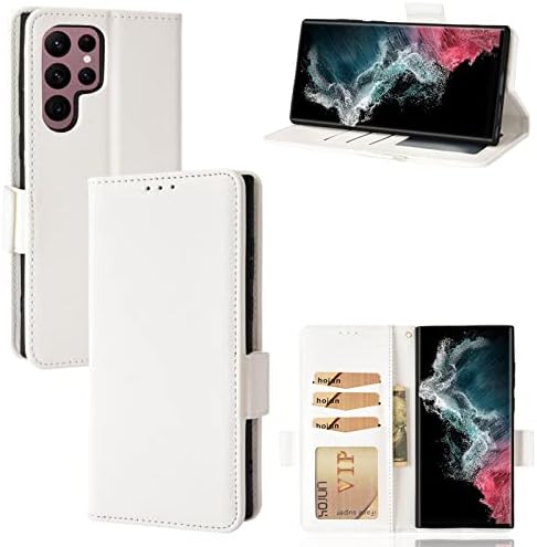 HIOOLOON PARA SAMSUNG Galaxy S23 Caixa de carteira Ultra 5G com Kickstand & Card Titular, couro de luxo Flexível TPU TPU