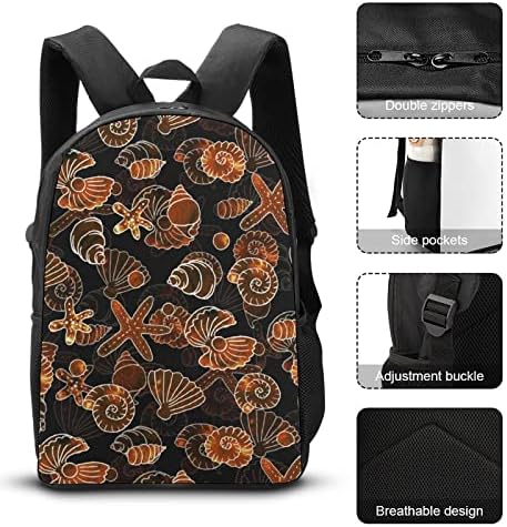 Shells Starfish School Backpack Conjuntos para Student Fo Cute Impresso Bookbag Conjunto com lancheira isolada e caixa