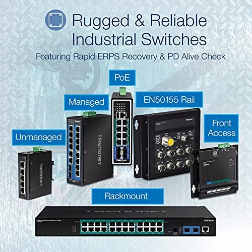 Switch de gigabit não gerenciado industrial de 5 portas, Ti-PG50, 10/10/1000Mbps, interruptor de raio DIN, 4 x portas de gigabit