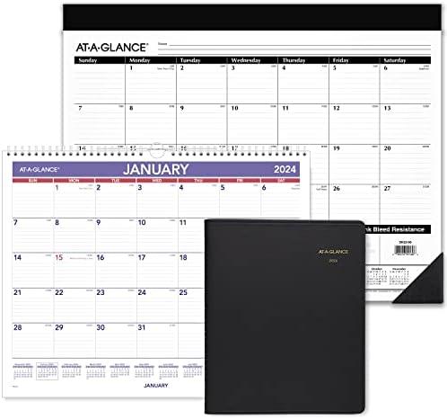 AT-A-GLANCE 2023-2024 Calendário de bolso acadêmico, planejador mensal, 3-1/2 x 6, capa flexível, dia de dia, preto