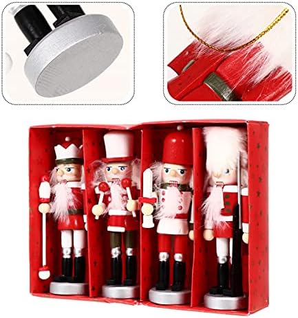 Bestoyard 4pcs Soldado de nozes de madeira Soldado Figuras de quebra -nozes soldado de noz -rache de nozes Decoração de puppet de puppet de puppet de puppet de natal