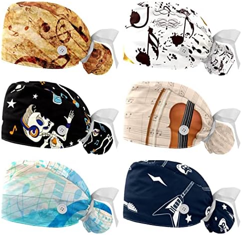 HomedecorZone Working Cap with Button for Man & Women, 6 PCs Abstract Music Notes Hats Hats