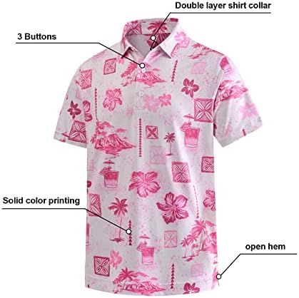 Deolax Mens Camisas de Golfe Moda Hawaiian Performance Hortigo Wicking Dry Fit Mens Polo Camisas de Manga Curta