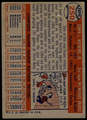 1957 Topps 250 Eddie Mathews Milwaukee Braves Good Braves