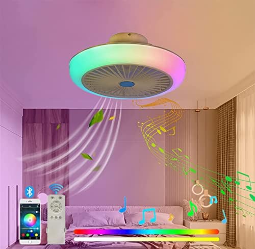 Fã de teto Crody com música leve e remota e moderna tocar luz de teto LED, lustre de ventilador silencioso e silencioso de 3