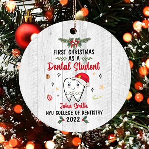 Primeiro Natal como um ornamento de estudante de odontologia, presente de assistente odontológica, Dentista Christmas Ornament PQ1J
