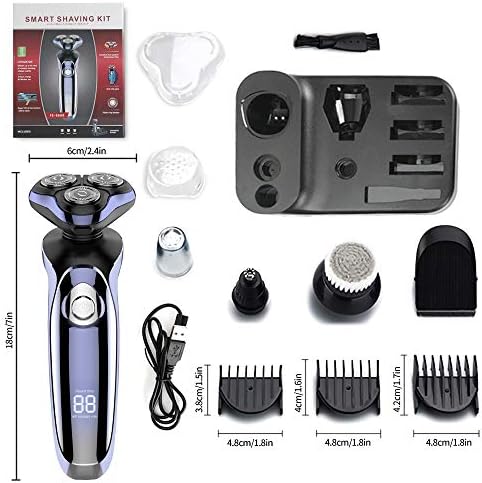 Razor elétrico para homens, 4 em 1 homem rotativo Shaver barba Trimmer, barbeador elétrico carregamento USB à prova