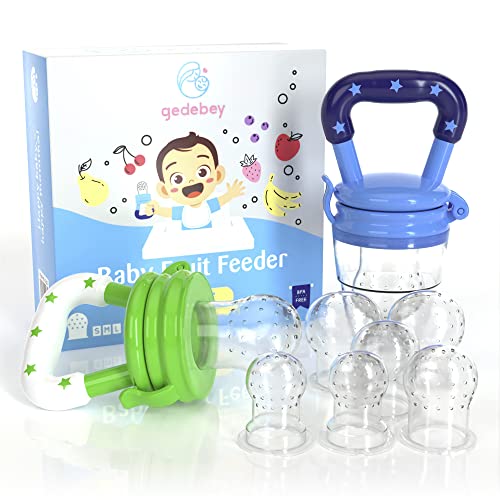 Pacifiadora de alimentador de frutas de bebê de gedebey - 2 compactadores de alimentador de bebê de silicone | Teethe de frutas