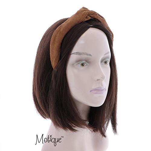 Acessórios por motique Mulheres e meninas texturizam bandana de nó de turbante de veludo - marrom