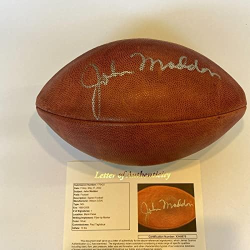 John Madden assinou assinou autografado oficial Wilson NFL Game Football JSA COA - Bolsas de futebol autografadas